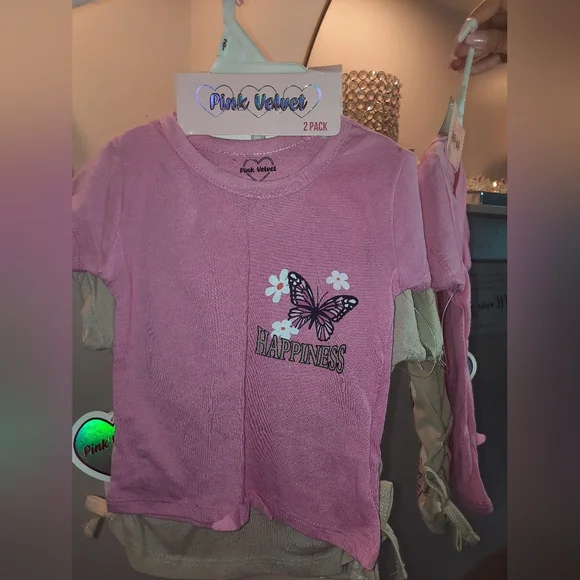 Pink Velvet Butterfly Sequin T-Shirt Pack - Picture 6 of 6